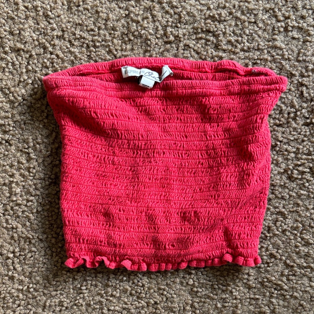 Express Smocked Tube Top in Red